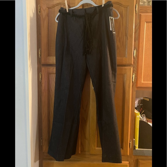B Moss Company ~ NWT Black Denim Pants with suede belt - Picture 1 of 5